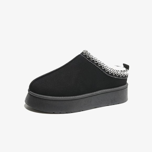 NEW Black Faux Fur Center-Seam Slippers Black Tazman Like - Picture 1 of 2